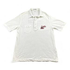 Vintage Mechanic Polo Shirt Adult MEDIUM White Tire Shop Off Road Sprints Cars